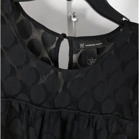 INC INTERNATIONAL CONCEPTS Sheer Polka-Dot Black Mini Dress - Picture 4 of 8